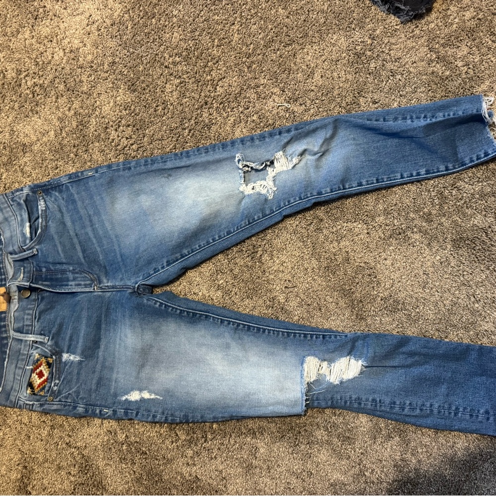 DRIFTWOOD women’s Blue Ripped Skinny Jeans